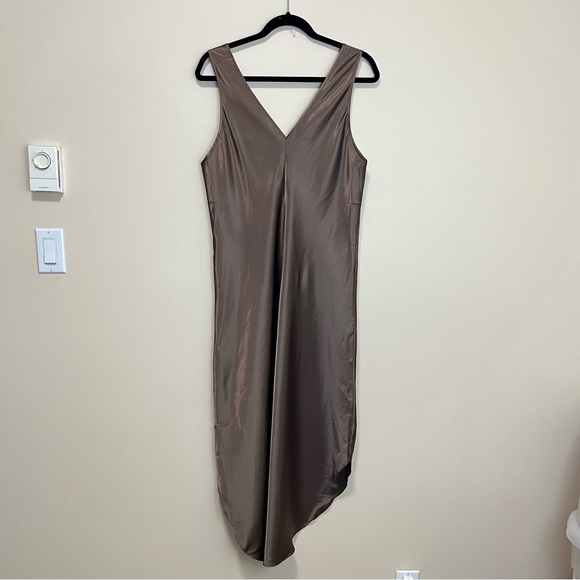 Vintage Unmentionables Slip Dress Chemise Night Gown - Brown Lace Trim - Picture 6 of 13